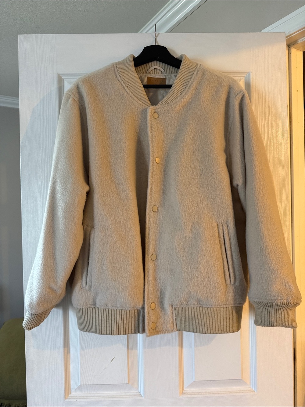 Crescent Cream Fleece Bomber Jacket